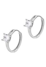 handsome white gold bezel set baby huggie earrings